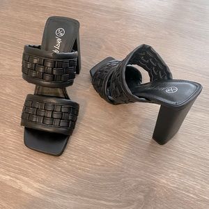 Black Mule Heeled Sandals